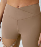 Legging yoga croisé taille haute avec mesh contrastant et boucle décorative DayStretch