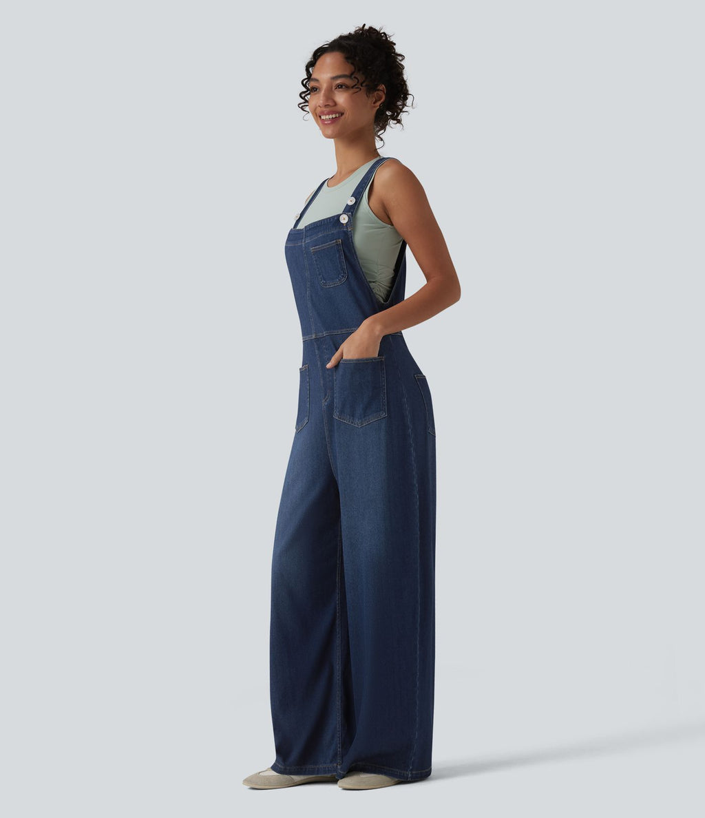 Halara Flex™ Salopette casual ample en lyocell drapé lavé bretelles réglables avec poches