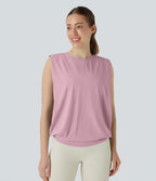 Débardeur de yoga col rond froncé, tissu rafraîchissant - Protection UPF50+
