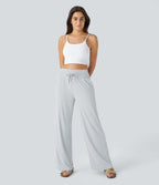Pantalon large décontracté taille haute cordon de serrage poches latérales effet frais InstantCool