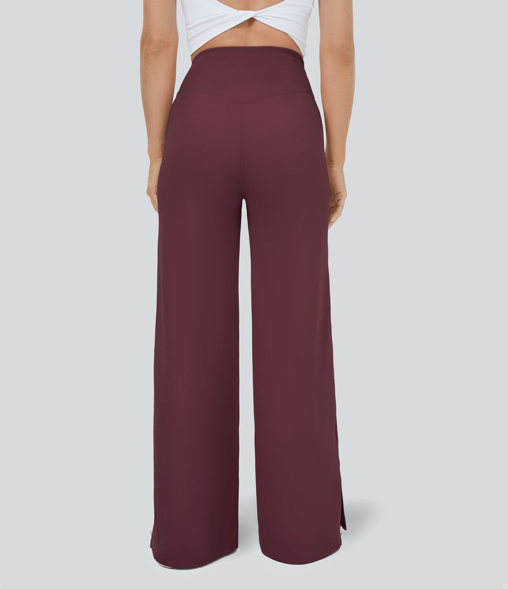 Pantalon yoga large croisé avec ourlet et poches DayStretch - Smile