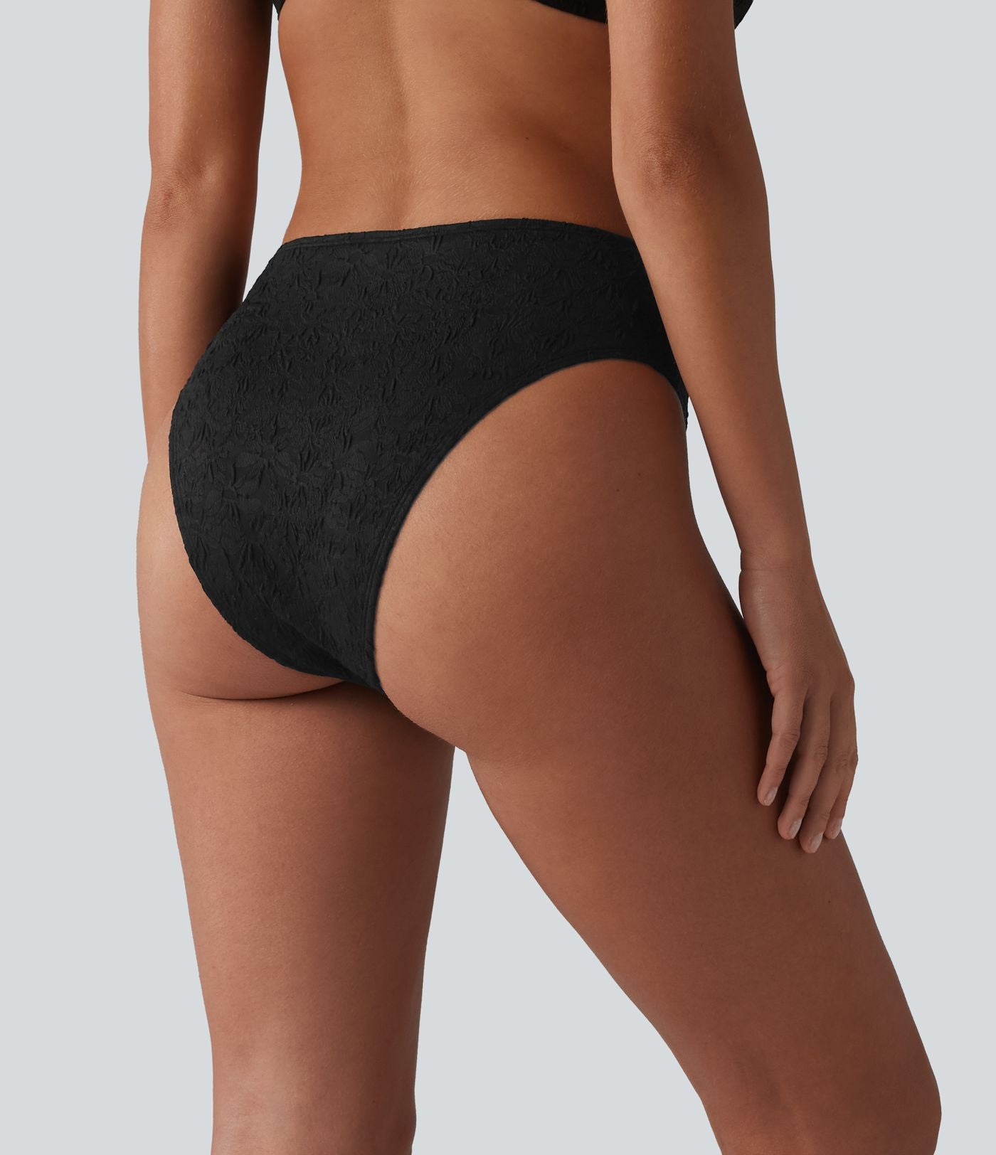 Bas de bikini jacquard croisé taille mi-haute