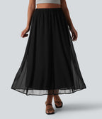 Jupe midi fluide taille haute