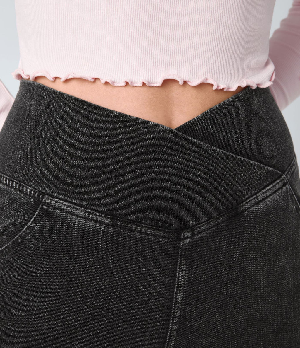 Jean super évasé Halara Flex™ décontracté maille denim extensible délavée effet frais InstantCool taille haute poches croisées
