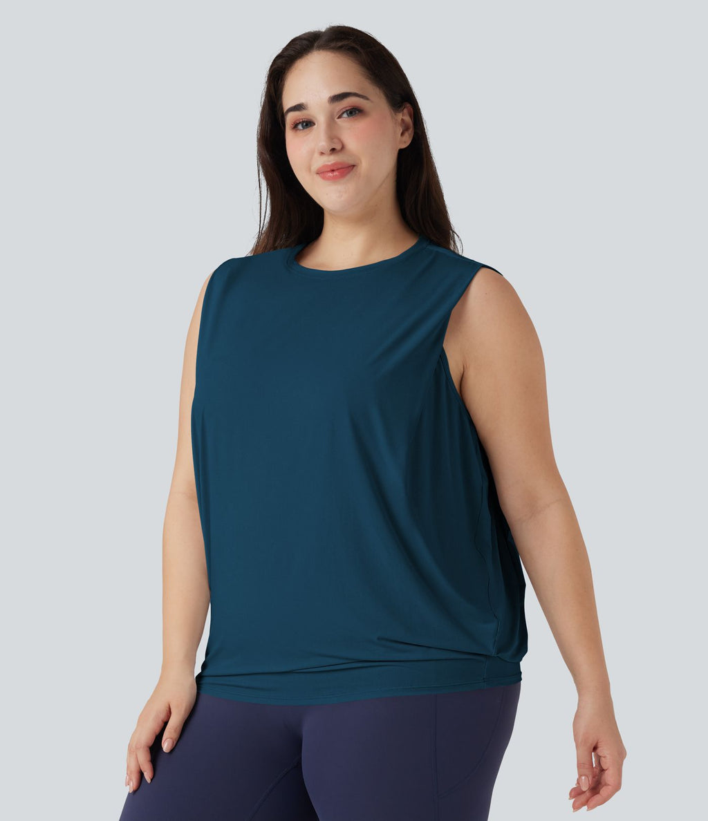 Débardeur yoga grande taille col rond Cool Touch - UPF50+