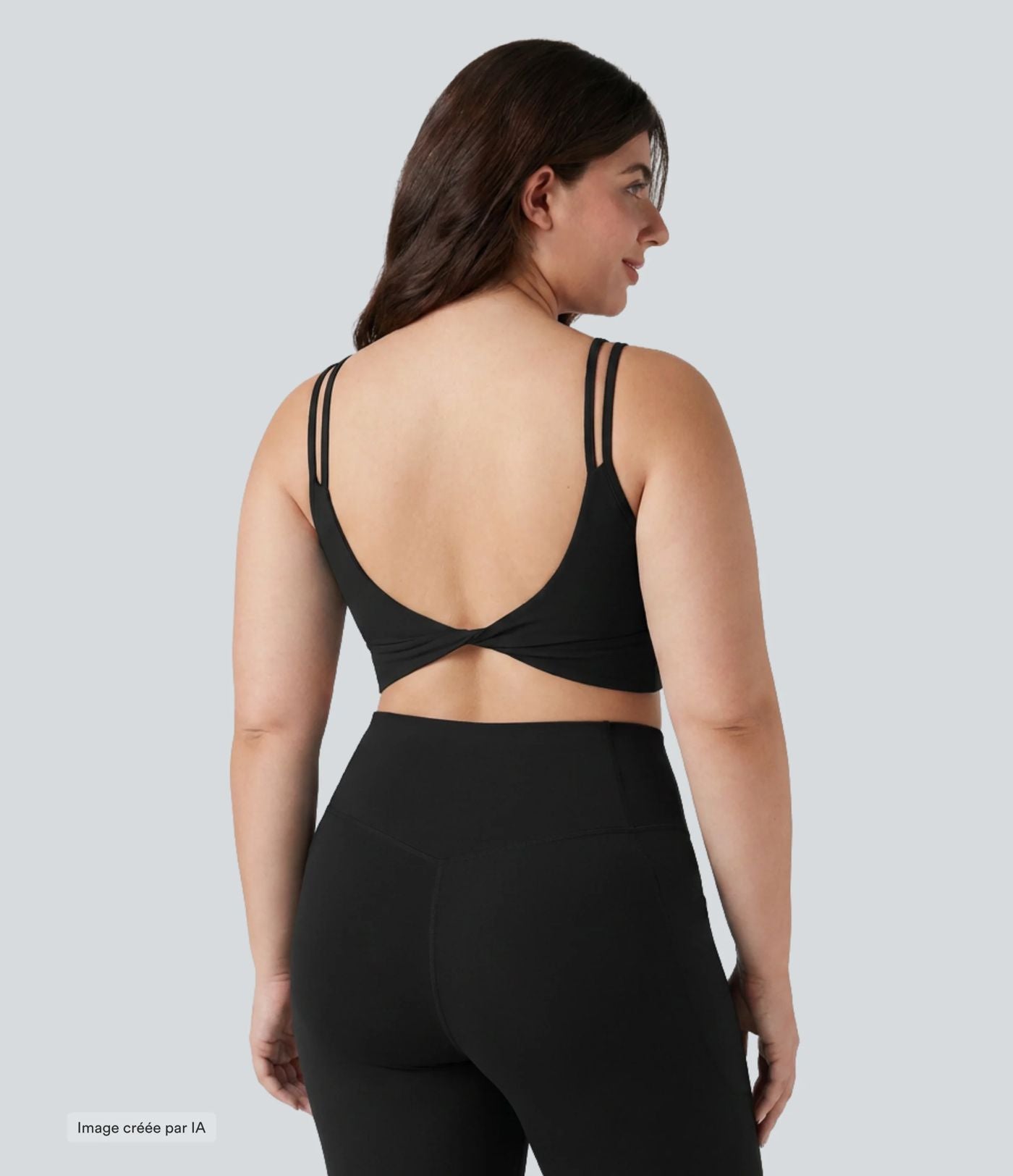 Débardeur de yoga court grande taille Halara UltraSculpt™ torsadé dos nu avec doubles bretelles et brassière intégrée