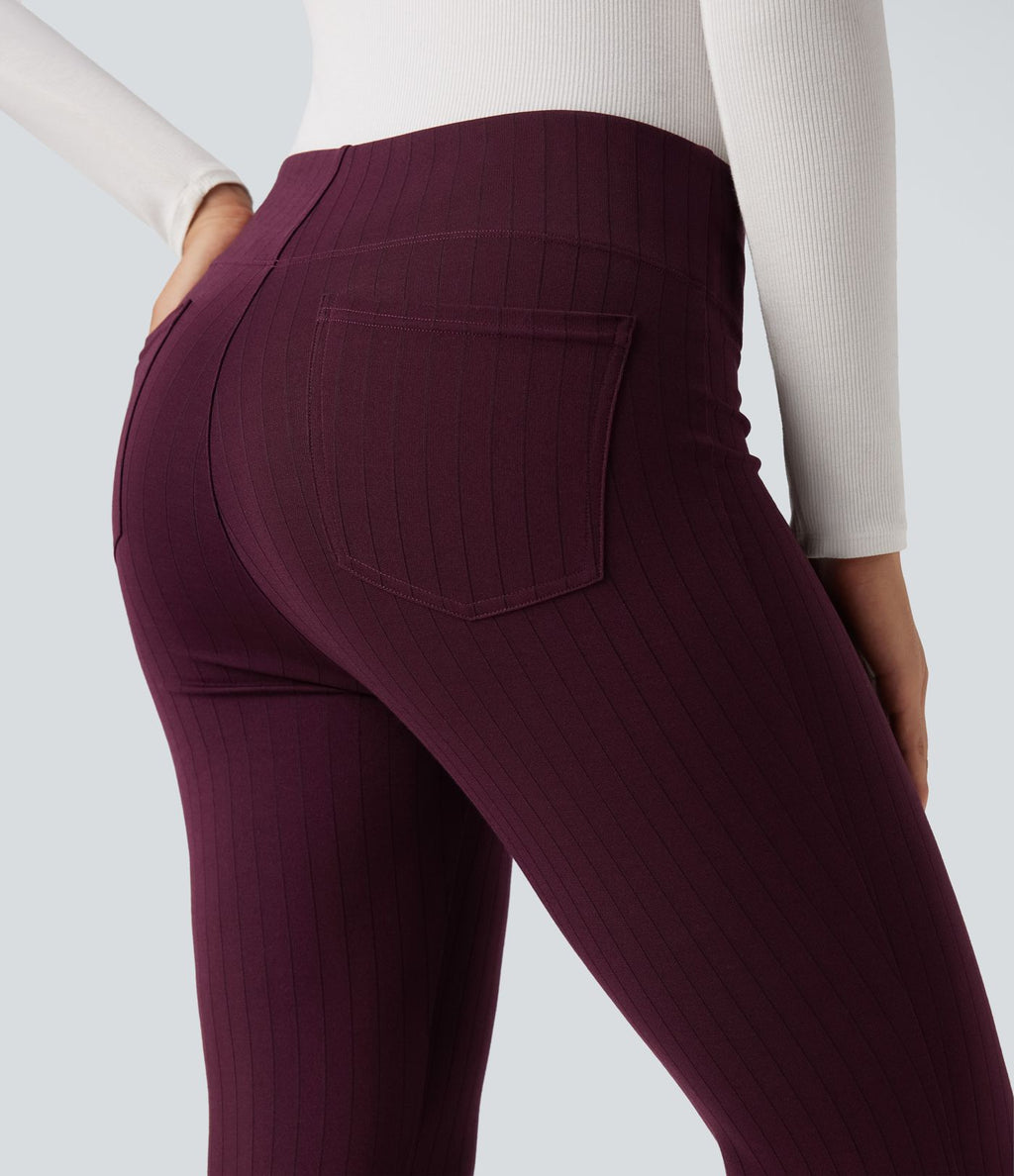 Halara Flex™ Pantalon tailleur évasé à rayures taille haute avec poches