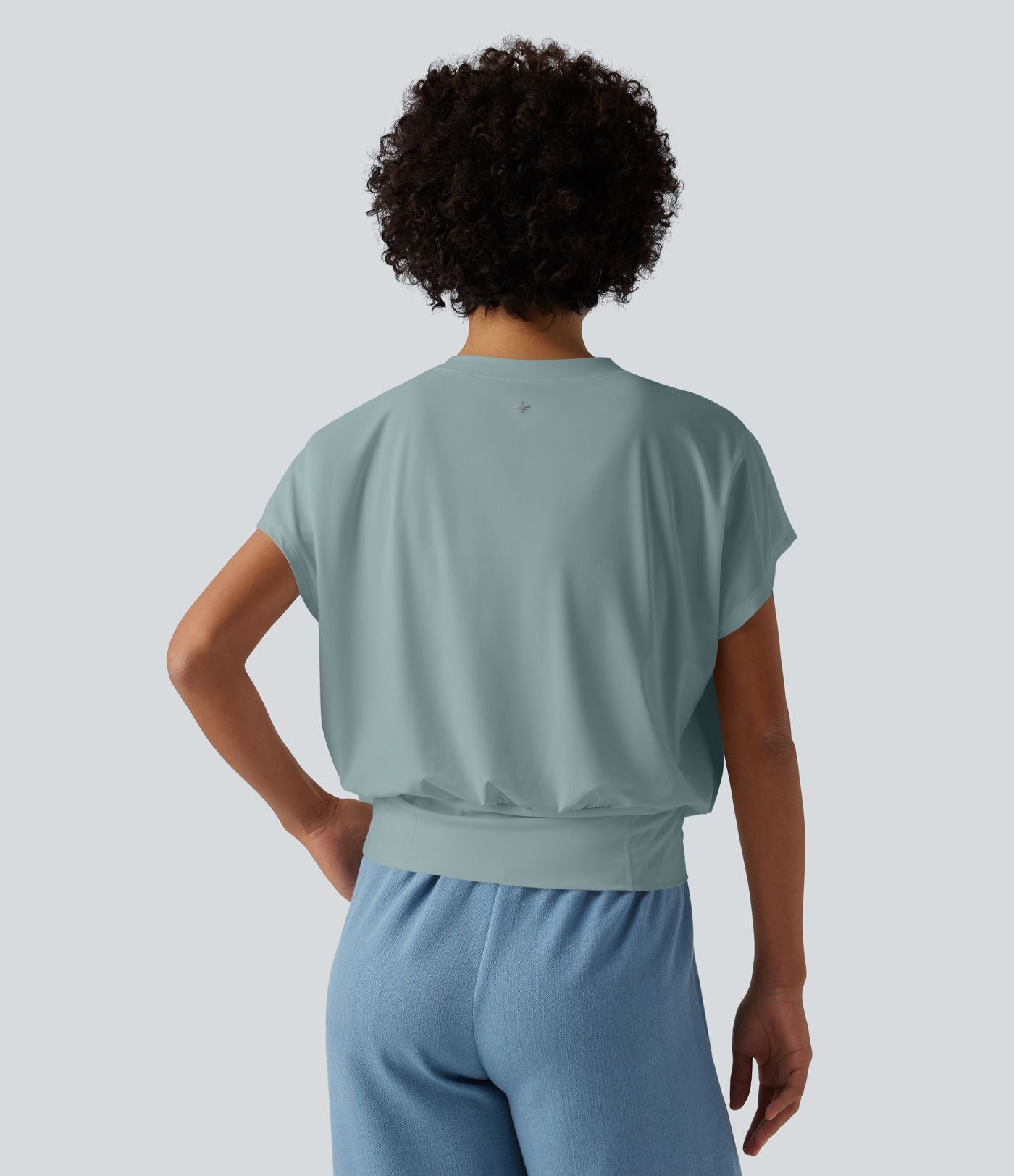 Haut de sport yoga oversize col V à manches courtes effet frais InstantCool à séchage rapide