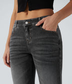 Halara Flex™ Jean évasé décontracté délavé taille basse avec poches