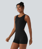 Barboteuse de yoga dos nu sans manches en mesh respirant avec jupe amovible et poches – Easy Peasy