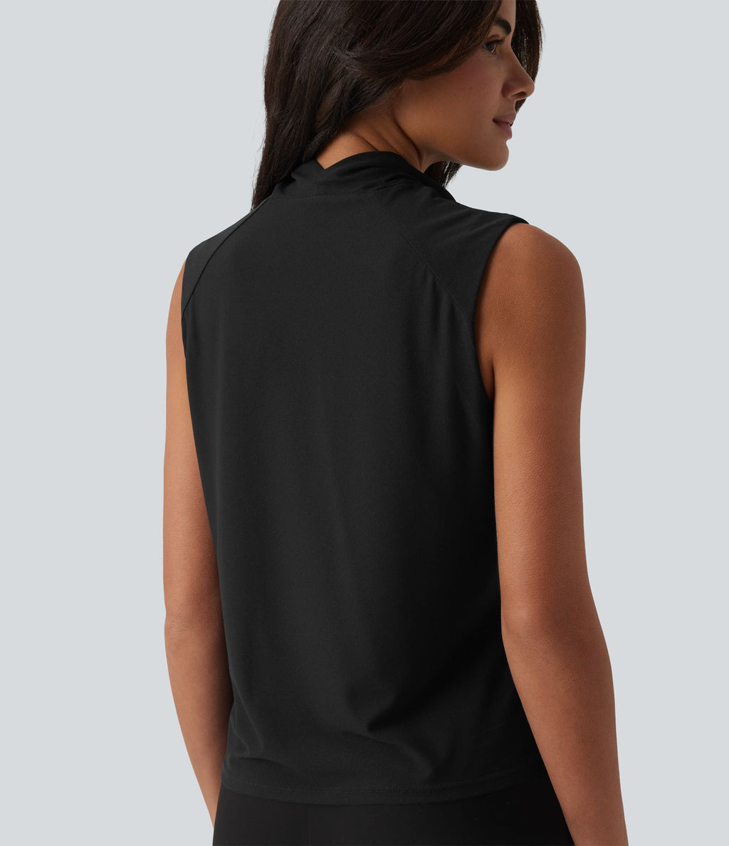 Blouse de travail sans manches à col drapé