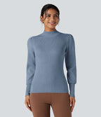 Pull col montant manches bouffantes longues