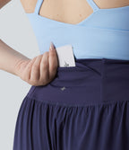 Short de yoga grande taille Breezeful™ à taille haute, ourlet croisé, séchage rapide et poche