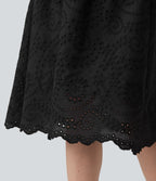 Jupe évasée plage broderie anglaise taille haute