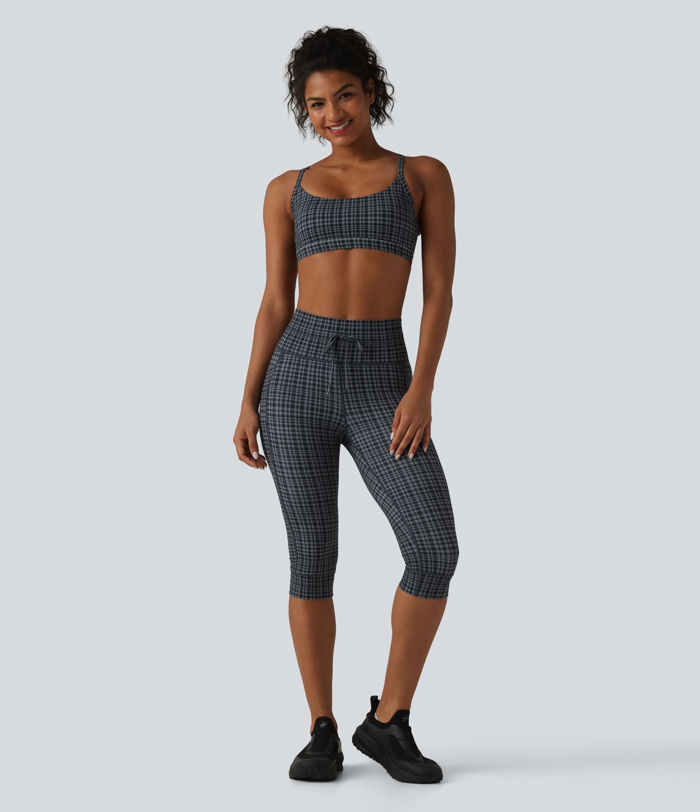 Legging de yoga Halara UltraSculpt™ à carreaux, taille haute, cordon de serrage et poches