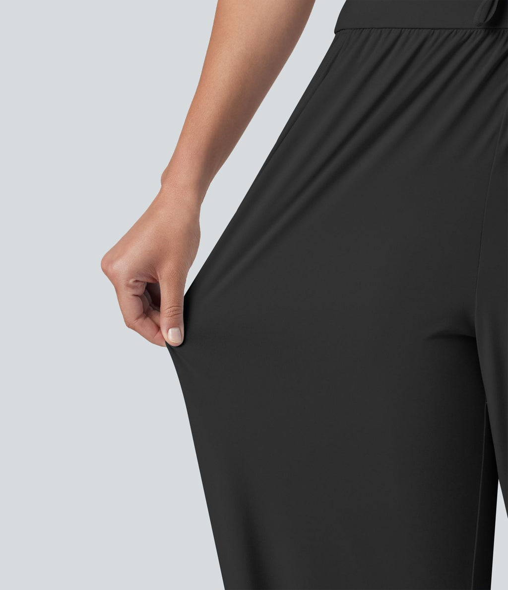 Jogging de sport taille haute effet frais InstantCool avec cordon de serrage, fentes, poches et séchage rapide, protection solaire UPF50+