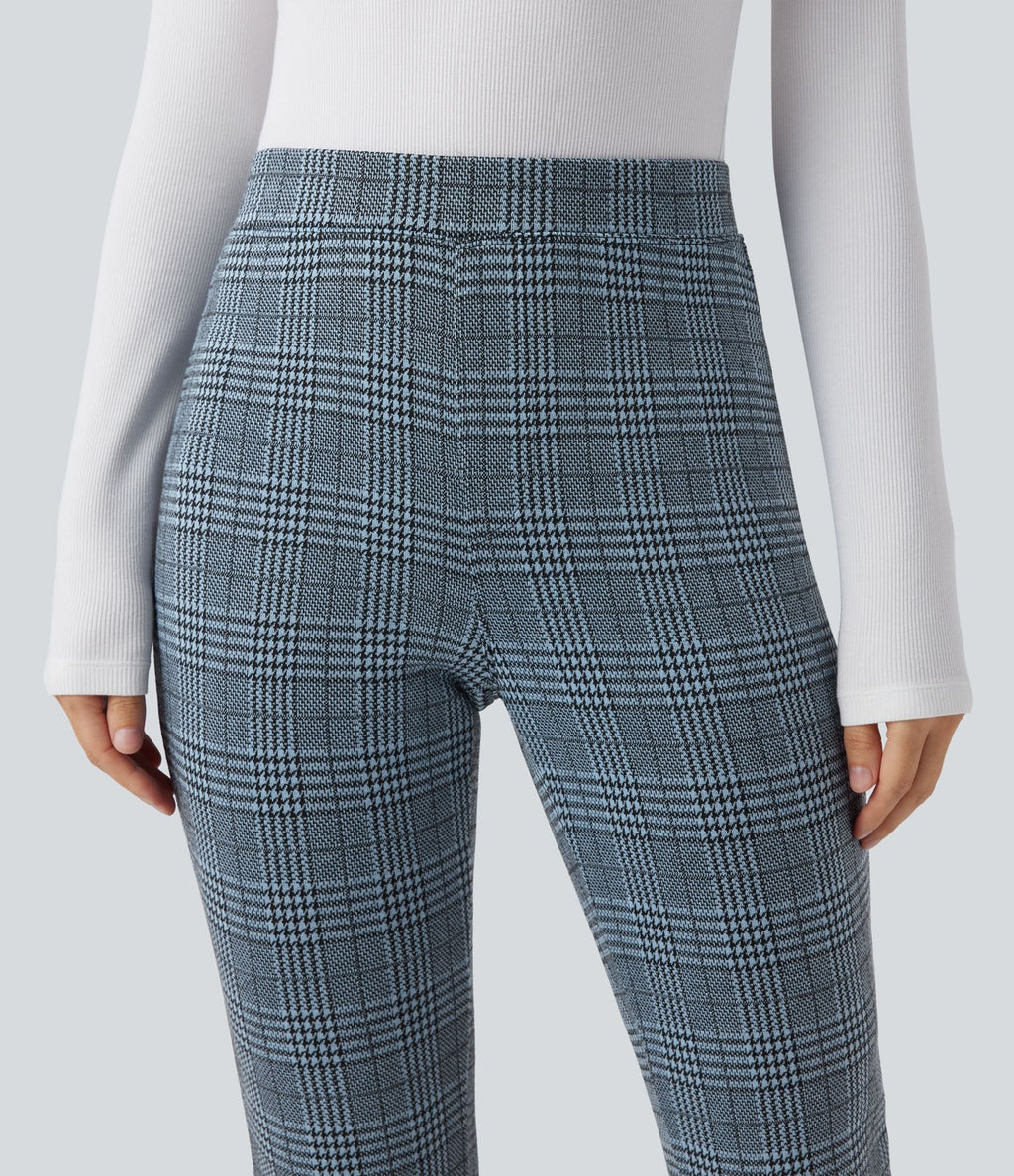 Halara Flex™ Pantalon skinny tailleur taille haute à motif pied-de-poule avec poches arrière