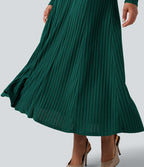 Robe longue fluide maille côtelée col henley manches longues