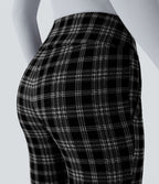 Halara Flex™ Pantalon tailleur Cintrés à Taille Haute avec Boutons Décoratifs Poches Latérales et Imprimé Pied-de-Poule