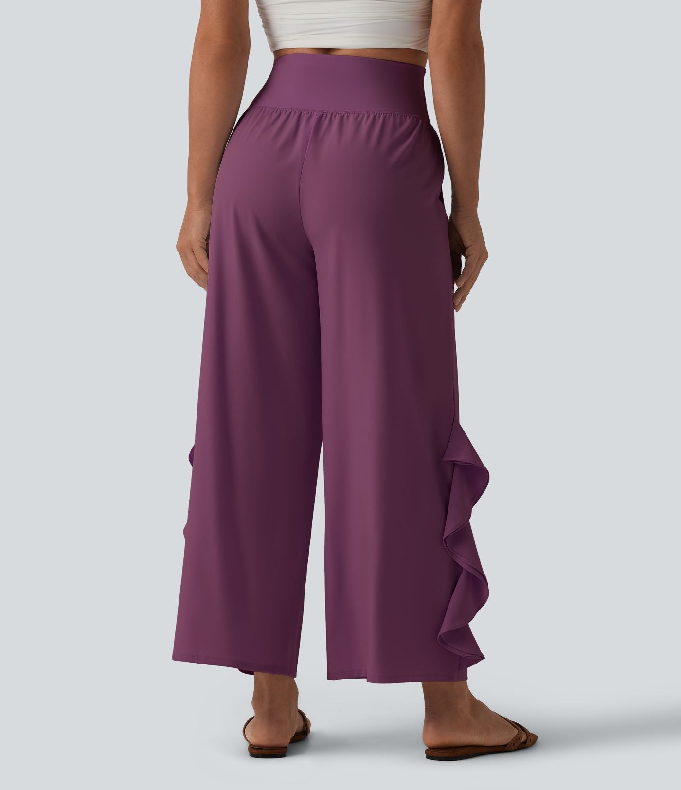 Pantalon large séchage rapide Breezeful™ taille haute à volants avec poches