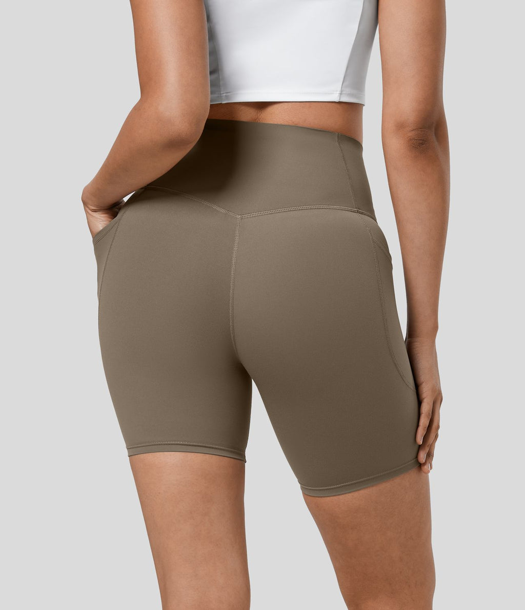 Short cycliste 17,5 cm d'entraînement gainant taille haute avec poches Halara UltraSculpt™