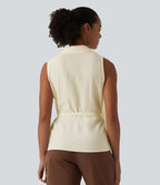 Chemise de travail sans manches col V cache-cœur avec lien latéral