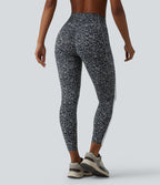 Legging 7/8 d'entraînement Halara UltraSculpt™ imprimé léopard, taille haute, ventre plat, push-up, rayures color block avec poches
