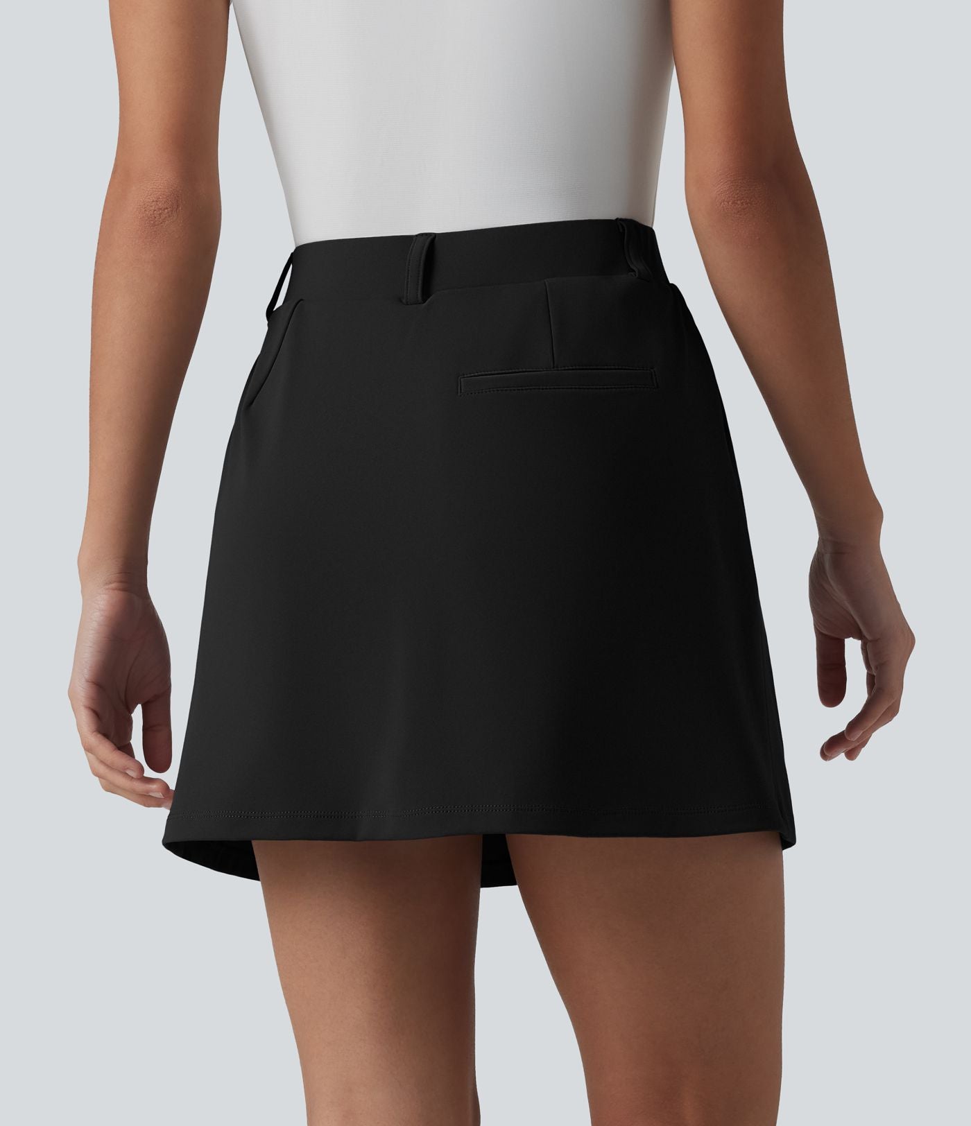 Jupe de golf 2-en-1 évasée taille mi-haute avec poches tees — Poches spéciales golf