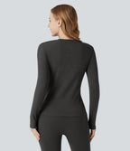 Haut thermique col rond à manches longues sans couture HeatCore OneForm Seamless Flow