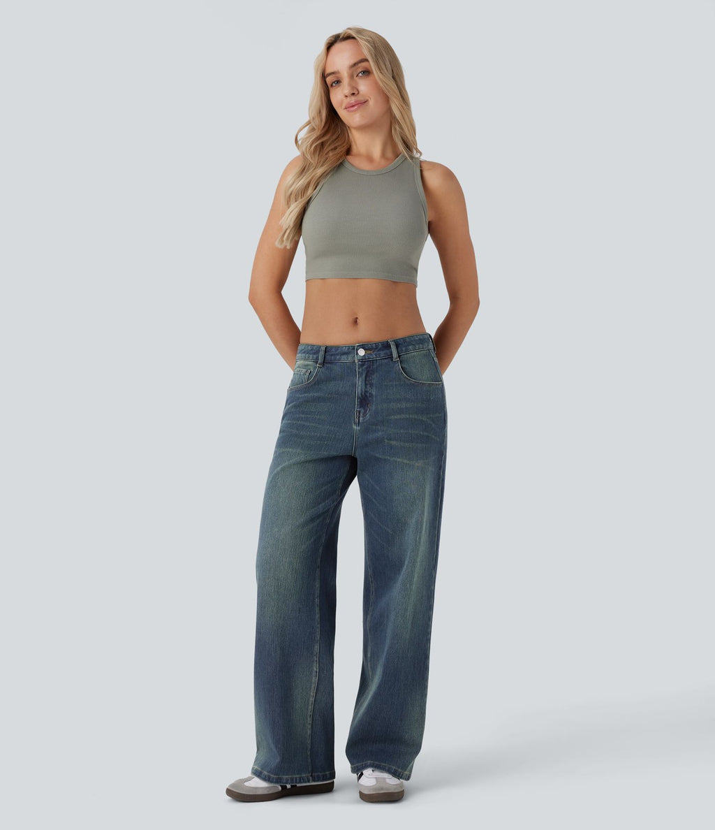 Jean ample délavé taille basse Halara Flex™ à poches multiples