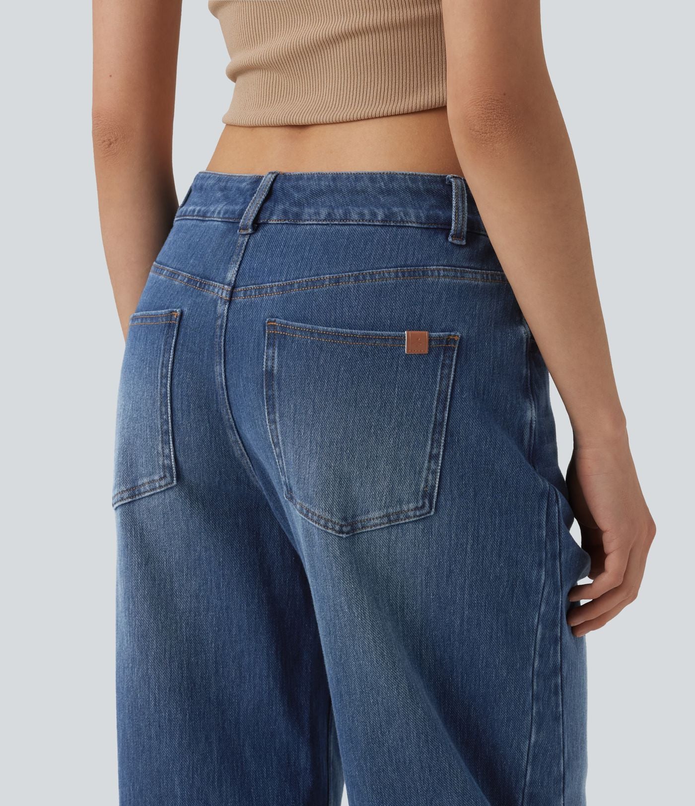 Jean Barrel 7/8 Halara Flex™ casual taille basse jambes tonneau avec poches