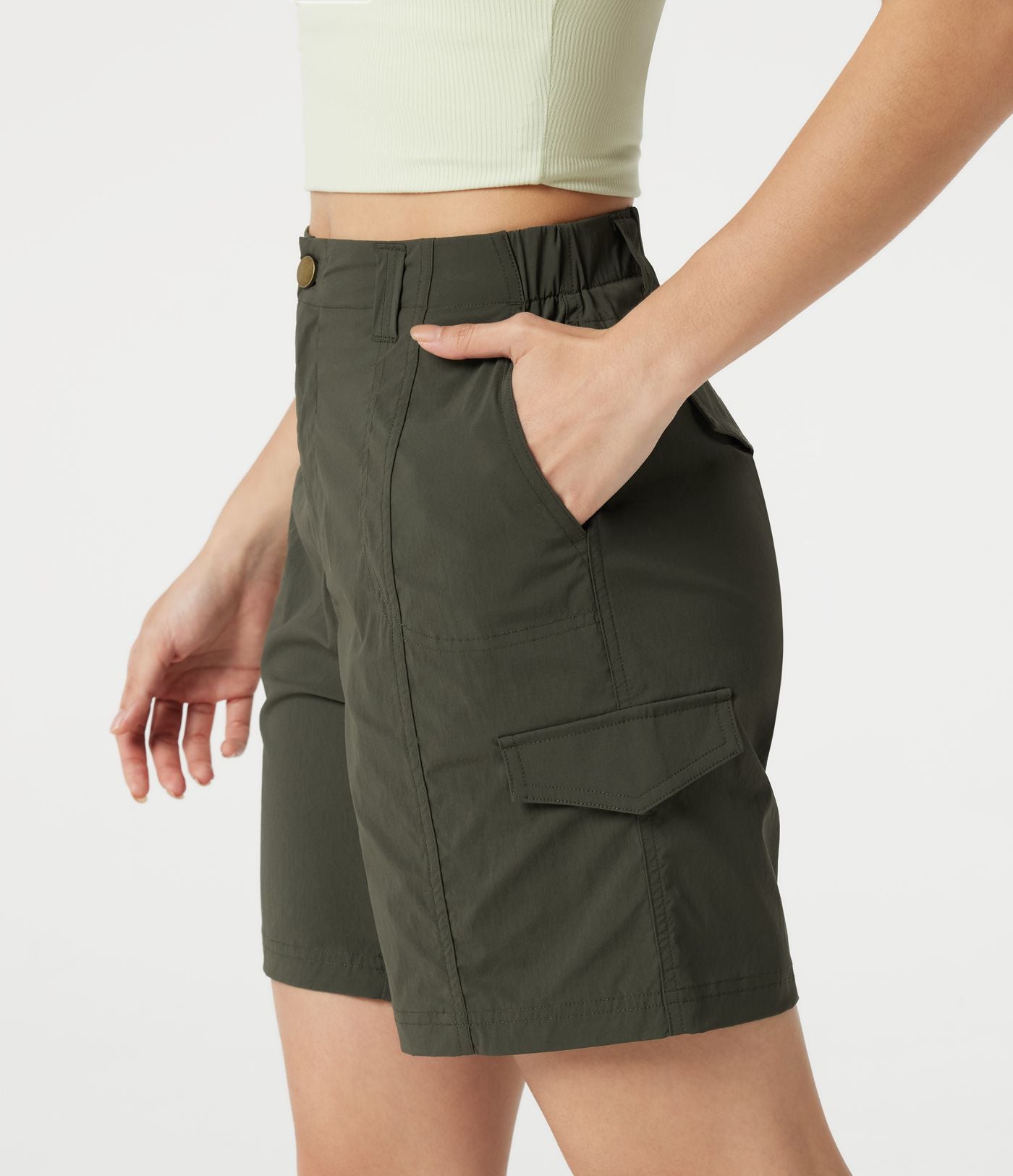 Short cargo bermuda taille mi-haute 17,5 cm avec poches