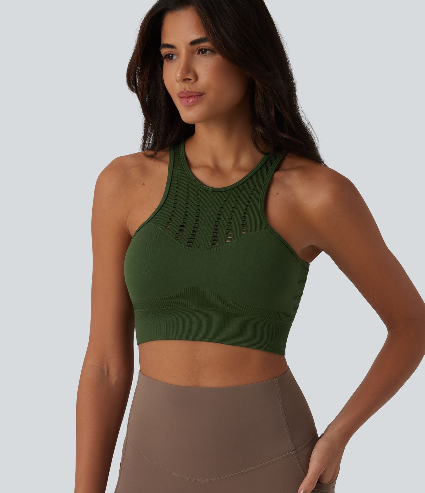 Brassière de sport yoga OneForm sans couture Flow maintien léger avec découpes et soutien-gorge intégré