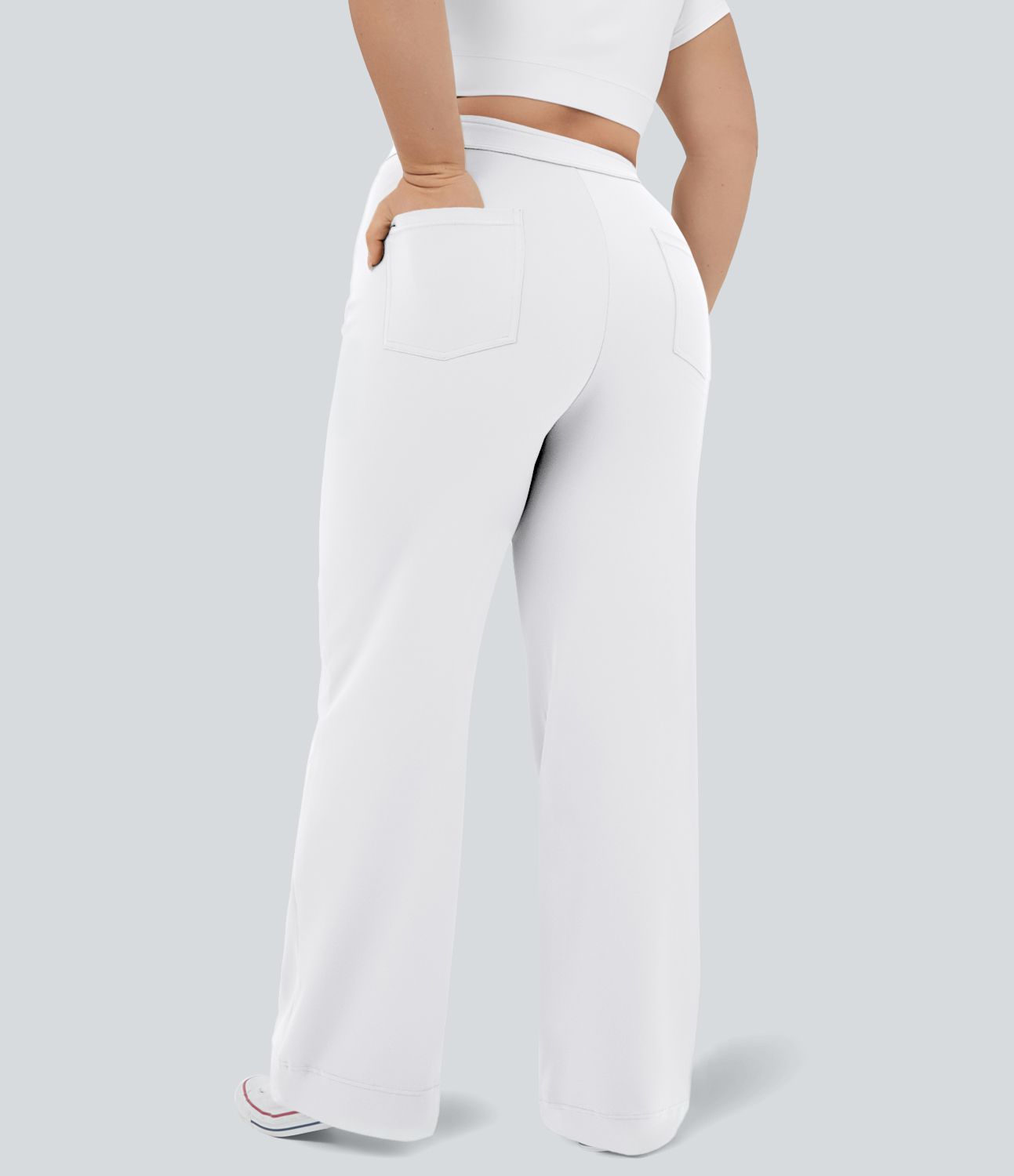 Pantalon coupe droite grande taille taille haute DayStretch avec poches