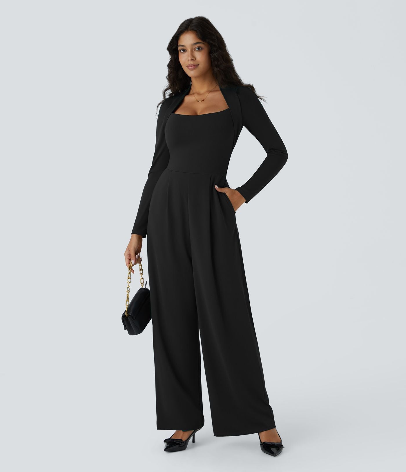 Combinaison de cérémonie à manches longues, coupe large avec poches latérales et zip invisible - Édition Easy Peasy