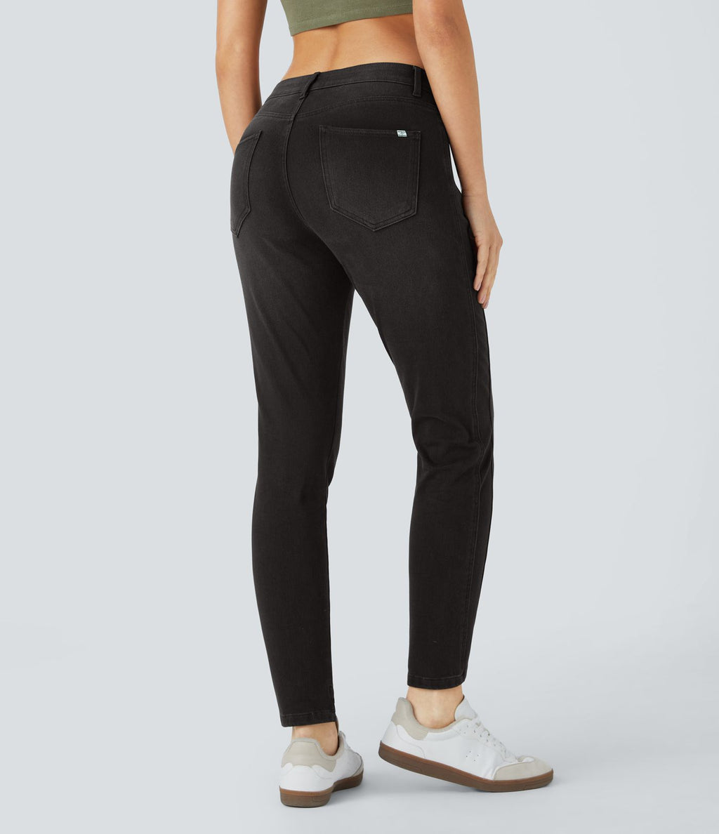 Jean skinny 7/8 décontracté taille basse Halara Flex™ avec poches zippées