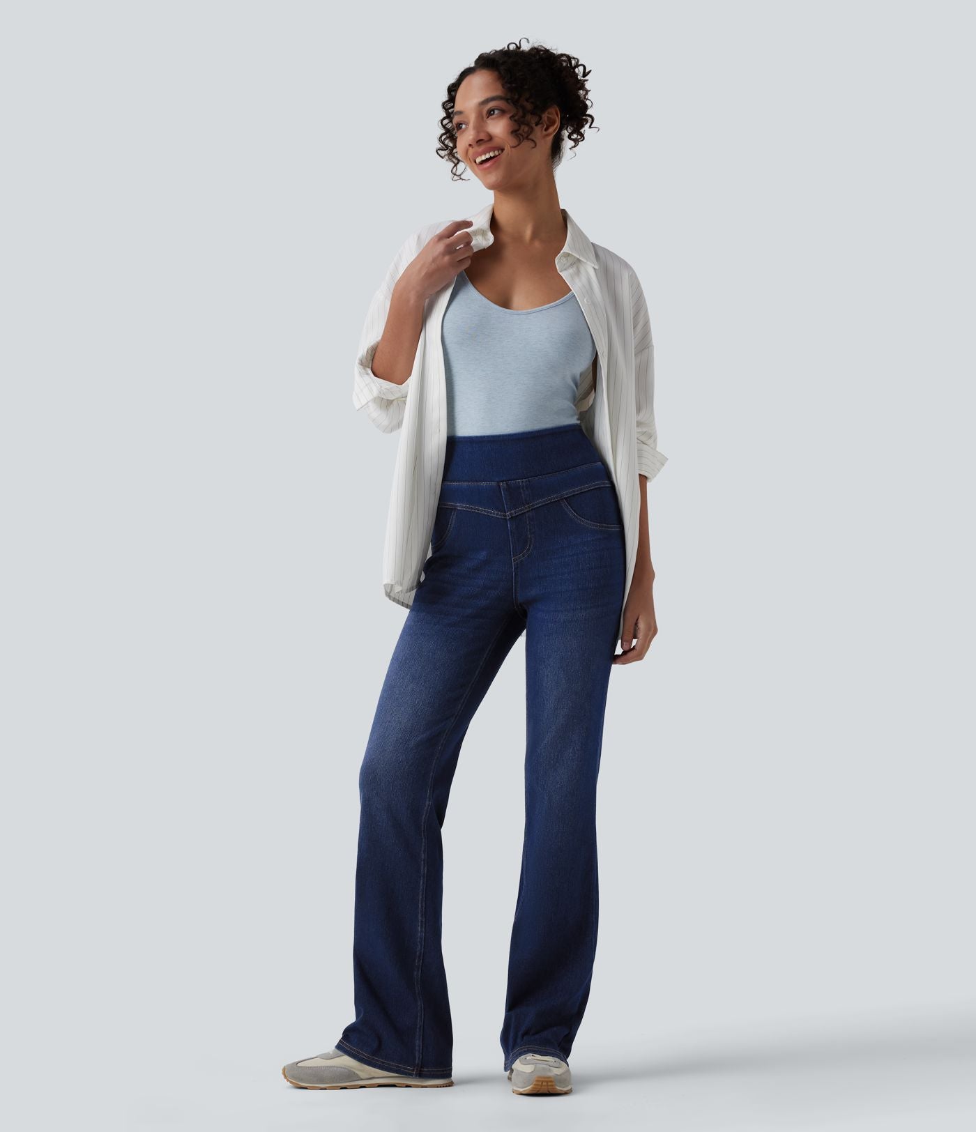 Jean Halara Flex™ taille haute évasé slim décontracté avec poches