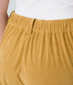 Pantalon Casual Grande Taille Velours Côtelé Taille Mi-haute Boutonnés Fermeture Éclair Poches Latérales