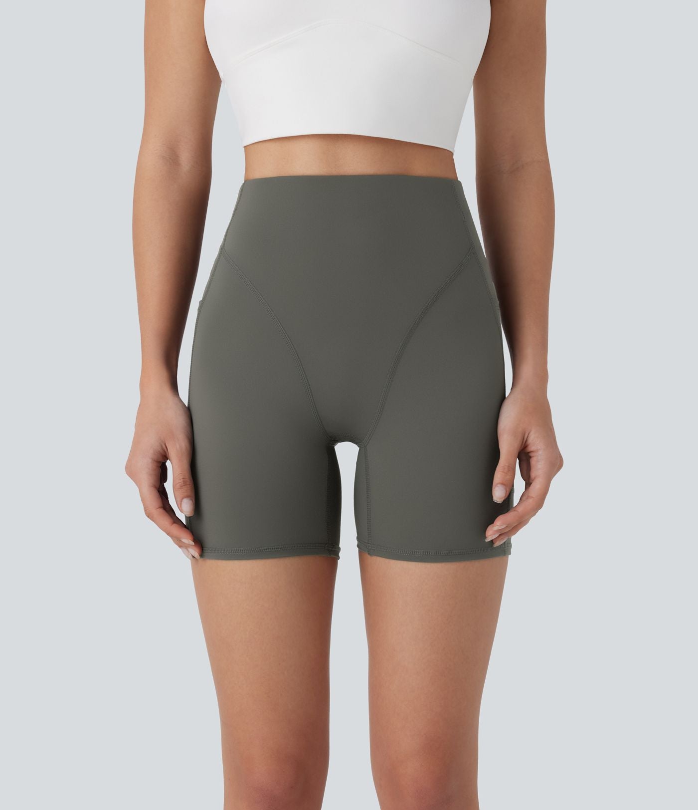 Short cycliste d'entraînement taille haute avec poches latérales 12,5 cm