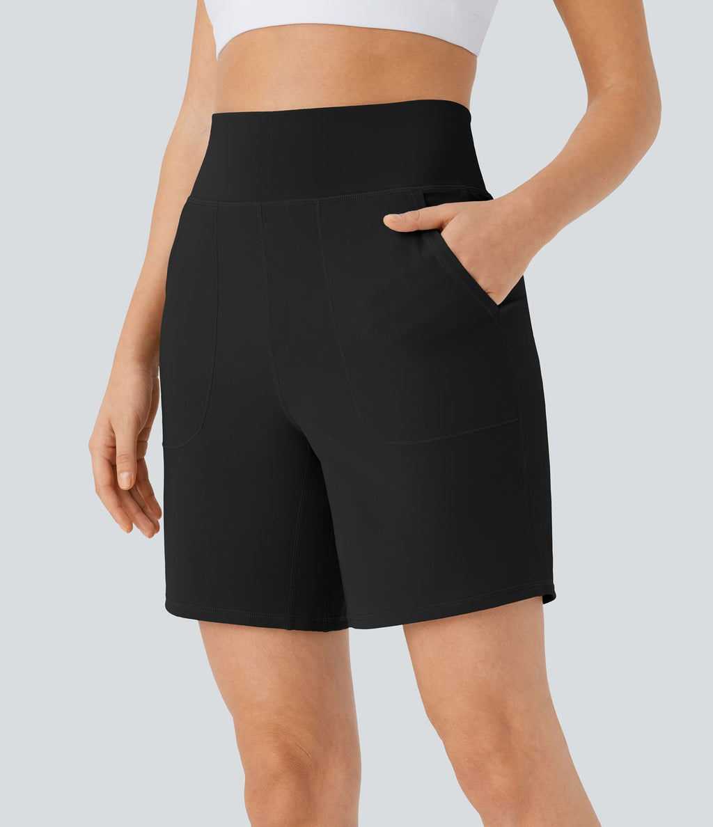 Short de yoga taille haute Softlyzero™ Airy multi-poches rafraîchissant 17,5 cm - Protection UPF50+