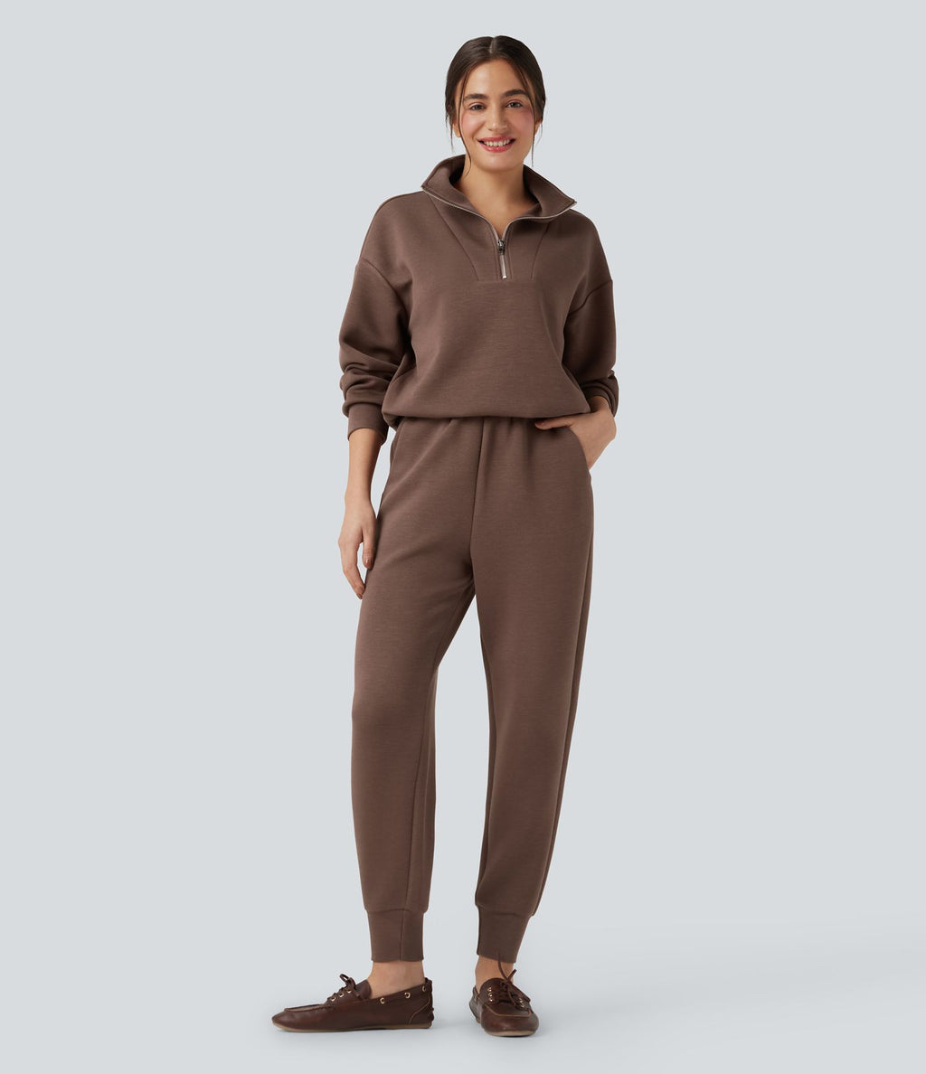 Jogging décontracté SpacerTek™ taille haute, coupe fuselée, avec poches