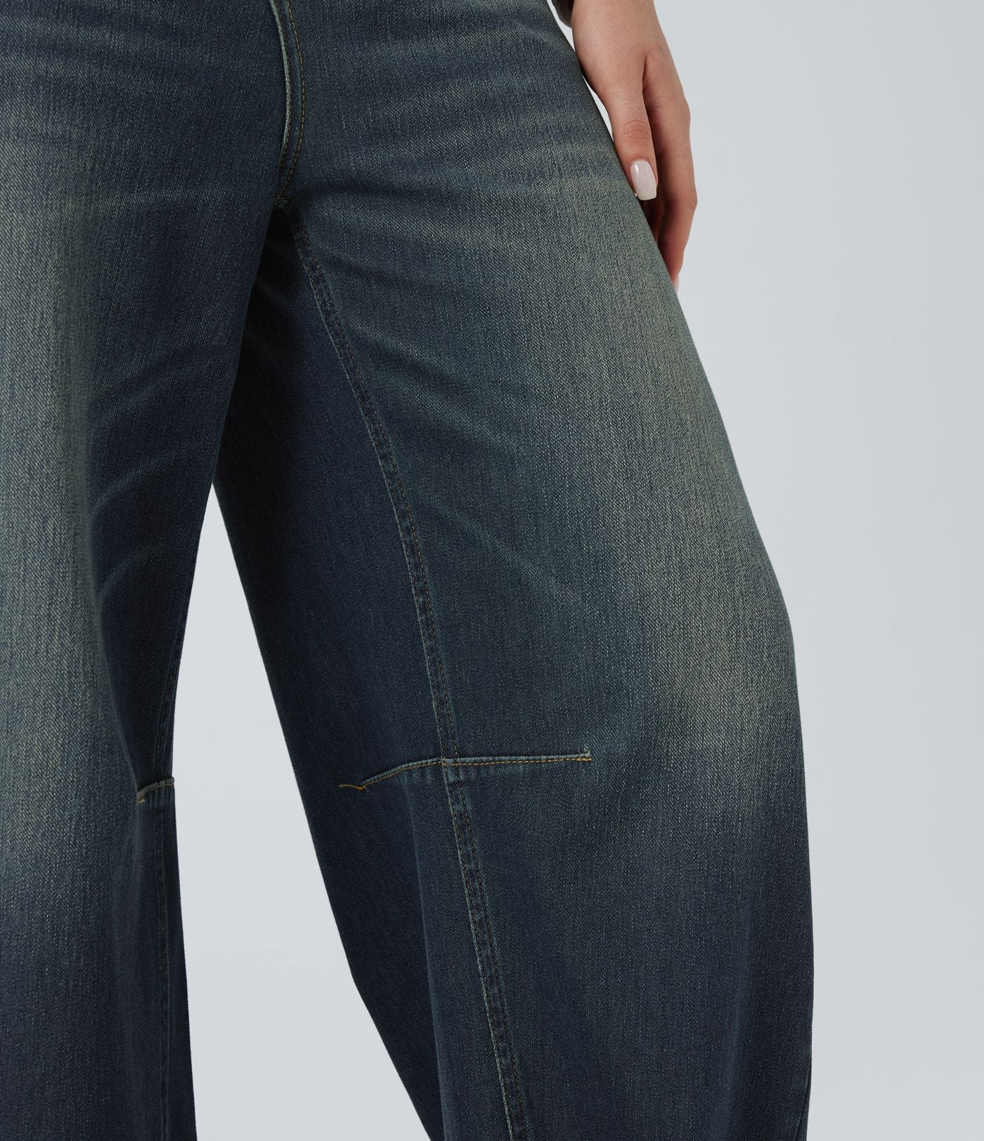 Jean Barrel Halara Flex™ asymétrique délavé taille mi-haute avec poches
