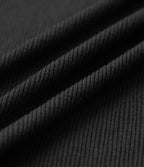 T-shirt décontracté maille côtelée semi-transparent col rond manches longues