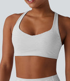 Brassière de sport d'entraînement soutien moyen dos nageur à rayures