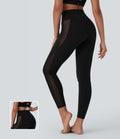 Legging de yoga Softlyzero™ taille haute croisé avec filet contrasté, poche et protection UPF50+