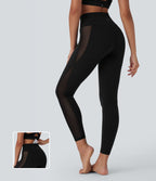 Legging de yoga Softlyzero™ taille haute croisé avec filet contrasté, poche et protection UPF50+