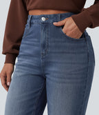 Jean droit 7/8 décontracté Halara Flex™ taille haute avec poches