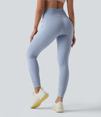 Legging de yoga rayé taille haute avec cordon de serrage et poches