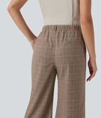 Pantalon de travail Halara Flex™ bootcut à carreaux pied-de-poule, taille haute, avec poches