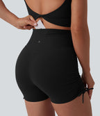 Short cycliste de yoga Halara UltraSculpt™ taille haute froncé lacé 7,5 cm avec poche